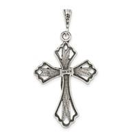 Sterling Silver Antiqued Textured Cross Pendant view 4