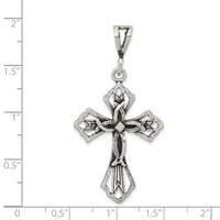 Sterling Silver Antiqued Textured Cross Pendant view 3