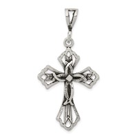 Sterling Silver Antiqued Textured Cross Pendant view 1
