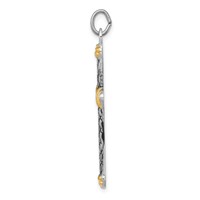Sterling Silver, Gold-tone, Blk Rhod Criss Cross Design Cross Pendant view 2
