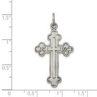 Sterling Silver Antiqued, Textured and Brushed Latin Cross Pendant view 3