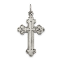 Sterling Silver Antiqued, Textured and Brushed Latin Cross Pendant view 1