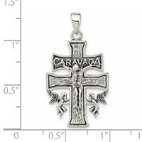 Sterling Silver Antiqued Mini Caravaca Crucifix Pendant view 3