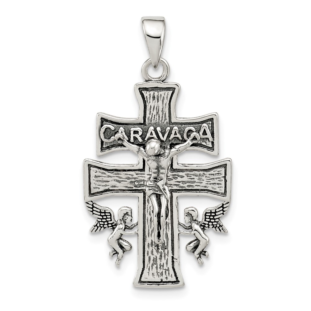 Sterling Silver Antiqued Mini Caravaca Crucifix Pendant