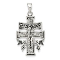 Sterling Silver Antiqued Mini Caravaca Crucifix Pendant view 1