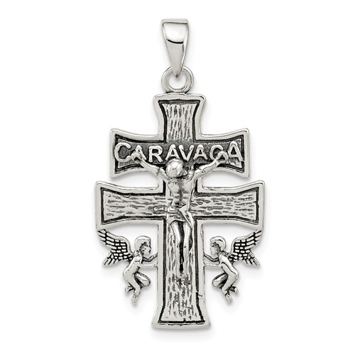 Sterling Silver Antiqued Cara Vaca Crucifix Pendant