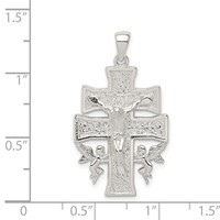 Sterling Silver Polished Mini Caravaca Crucifix Pendant view 3