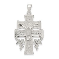 Sterling Silver Polished Mini Caravaca Crucifix Pendant view 1