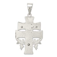 Sterling Silver Antiqued Large Caravaca Inri Crucifix Cross Pendant view 4