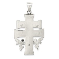 Sterling Silver Polished Large Caravaca Inri Crucifix Cross Pendant view 4