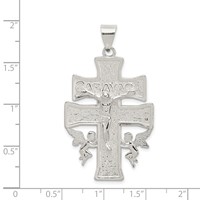 Sterling Silver Polished Large Caravaca Inri Crucifix Cross Pendant view 3