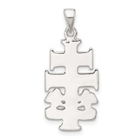 Sterling Silver Polished Caravaca Double Cross Pendant with Angels Crucifix view 4