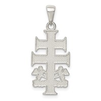 Sterling Silver Polished Caravaca Double Cross Pendant with Angels Crucifix view 1