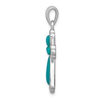 Sterling Silver Rhodium-plated Polished Imitation Turquoise Cross Pendant view 2