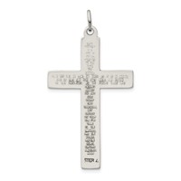 Sterling Silver Oxidized Cross Pendant with Prayer on Back view 3