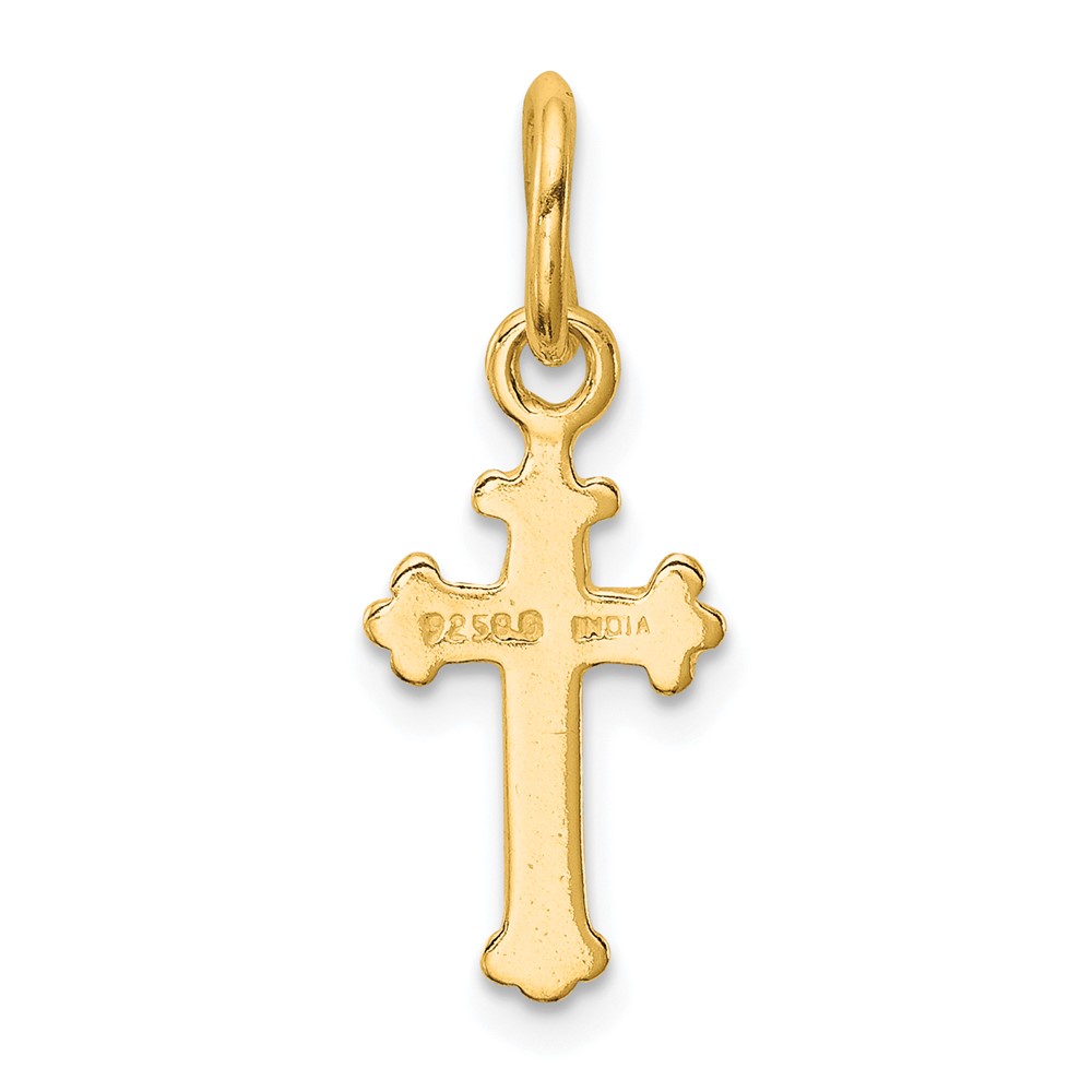 Sterling Silver Gold-tone Polished Small Cross Pendant (QC8149GP)