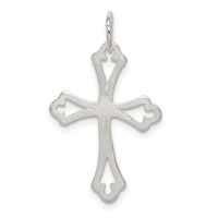 Sterling Silver Textured Diamond-cut Laser-Cut Cross Pendant view 4