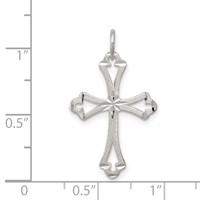 Sterling Silver Textured Diamond-cut Laser-Cut Cross Pendant view 3