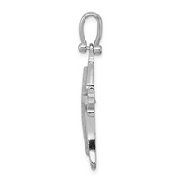Sterling Silver Rhodium-plated Brushed Polished Cross Pendant view 2