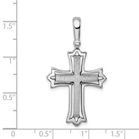 Sterling Silver Rhodium-plated Brushed Polished Cross Pendant view 4