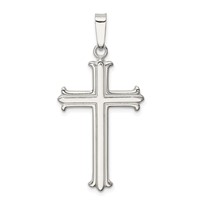 Sterling Silver Polished Fleur De Lis Cross Pendant view 4