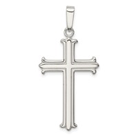 Sterling Silver Polished Fleur De Lis Cross Pendant view 1