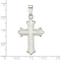 Sterling Silver Polished Textured Cross Pendant view 4