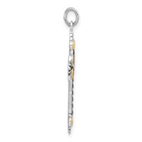 Sterling Silver & Gold-tone Antiqued & Textured Budded Cross view 2