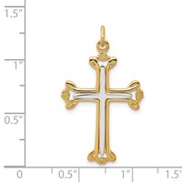Sterling Silver Platinum-plated & Gold-tone Cross Pendant view 3