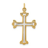 Sterling Silver Platinum-plated & Gold-tone Cross Pendant view 1