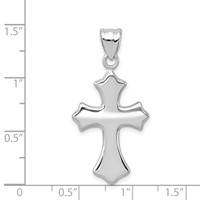 Sterling Silver Rhodium-plated Polished Cross Pendant view 4