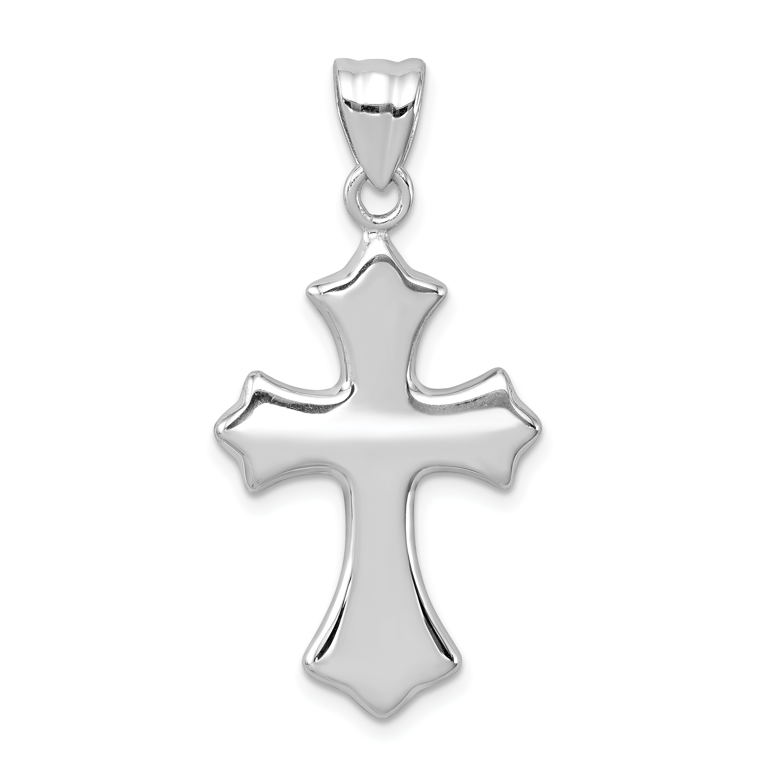 Sterling Silver Rhodium-plated Polished Cross Pendant (QC8160)