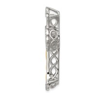 Sterling Silver Platinum-plated Plshed Gold-plated Vibrant CZ Cross Pendant view 2