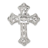 Sterling Silver Platinum-plated Plshed Gold-plated Vibrant CZ Cross Pendant view 3