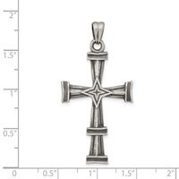 Sterling Silver Antiqued, Polished and Brushed Latin Cross Pendant view 3