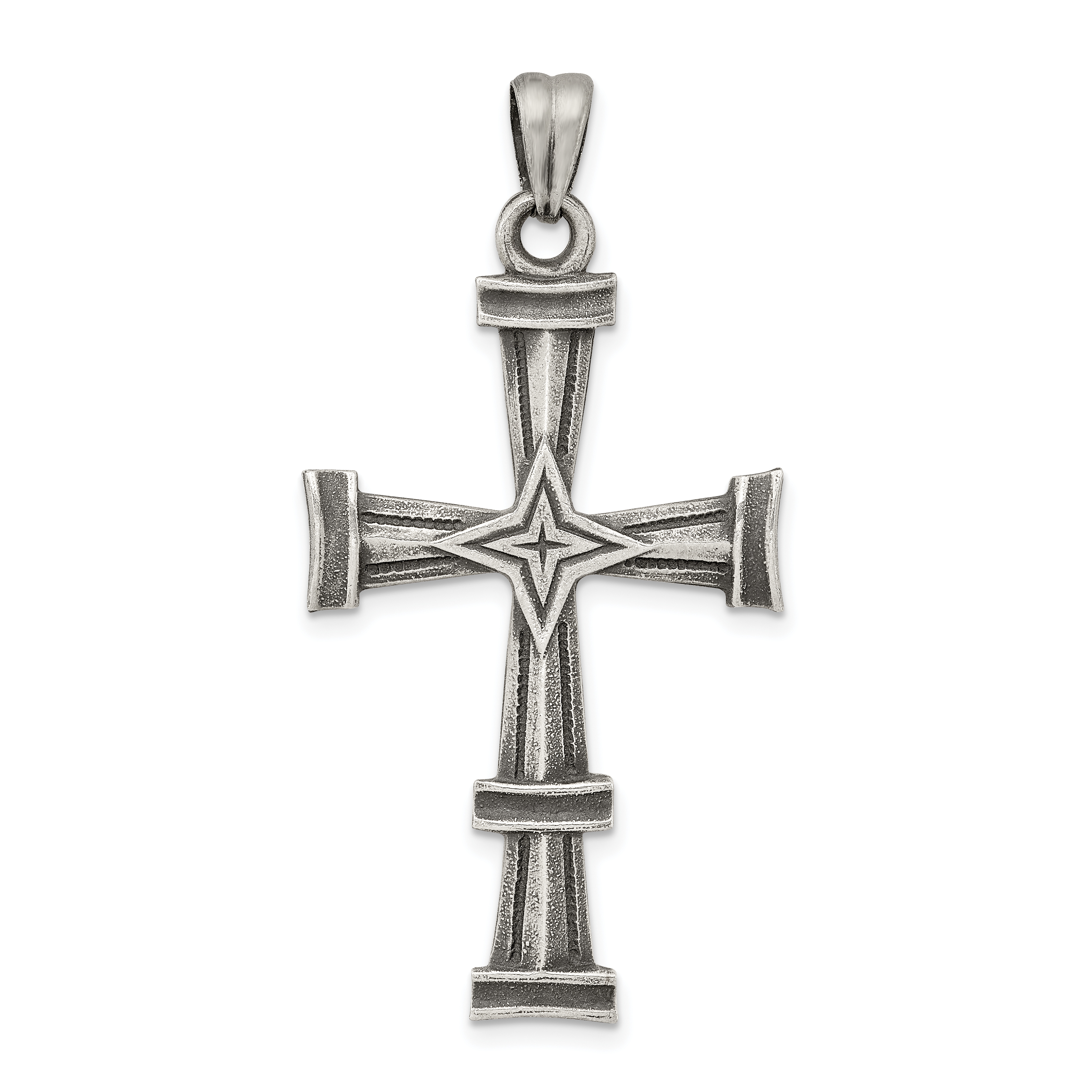 Sterling Silver Antiqued, Polished and Brushed Latin Cross Pendant ...