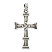 Sterling Silver Antiqued, Polished and Brushed Latin Cross Pendant view 1