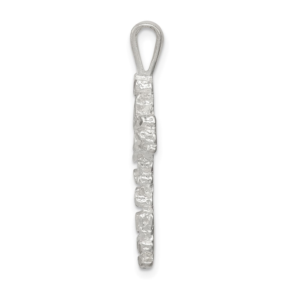 Sterling Silver Satin Finish Diamond-cut Cross Pendant (QC8169)