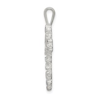 Sterling Silver Satin Finish Diamond-cut Cross Pendant view 2