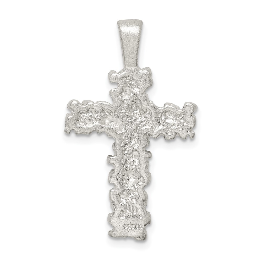 Sterling Silver Satin Finish Diamond-cut Cross Pendant (QC8169)