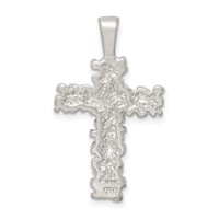 Sterling Silver Satin Finish Diamond-cut Cross Pendant view 4