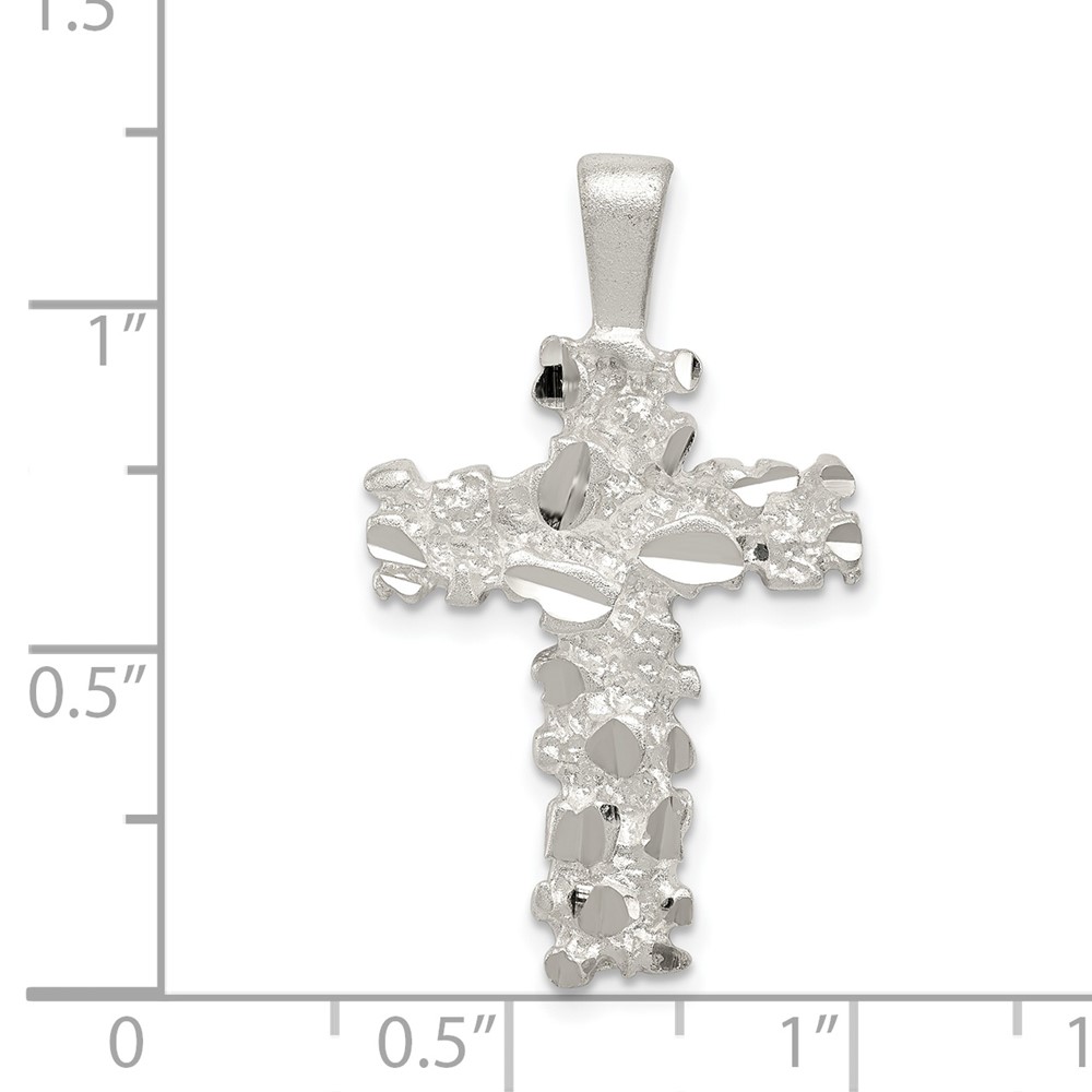 Sterling Silver Satin Finish Diamond-cut Cross Pendant (QC8169)