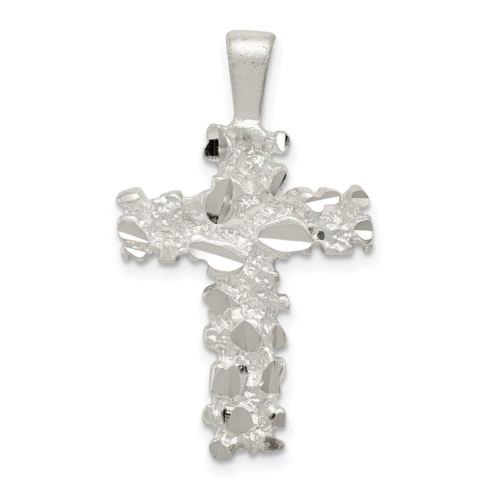 Sterling Silver Satin Finish Diamond-cut Cross Pendant (QC8169)