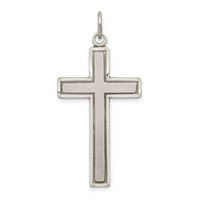 Sterling Silver Antiqued & Satin Cross Pendant view 1