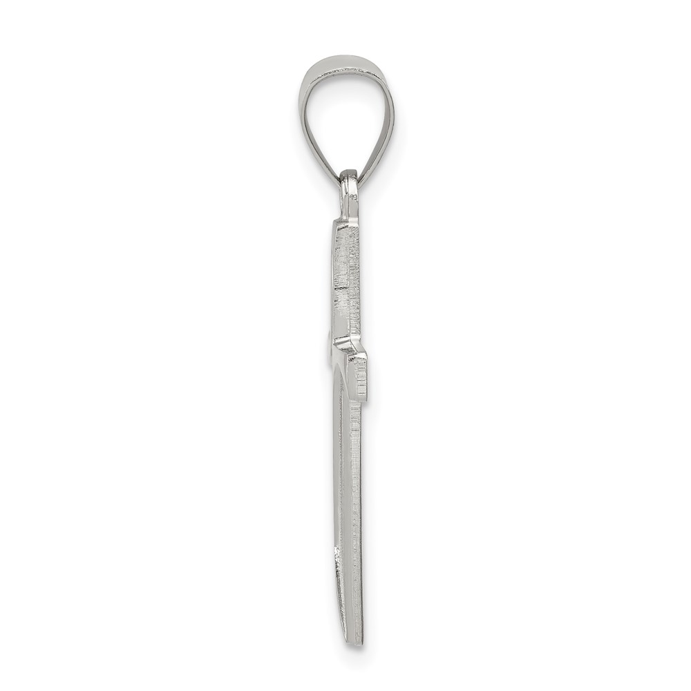 Sterling Silver Textured, Brushed and Polished Latin Cross Pendant (QC8175)