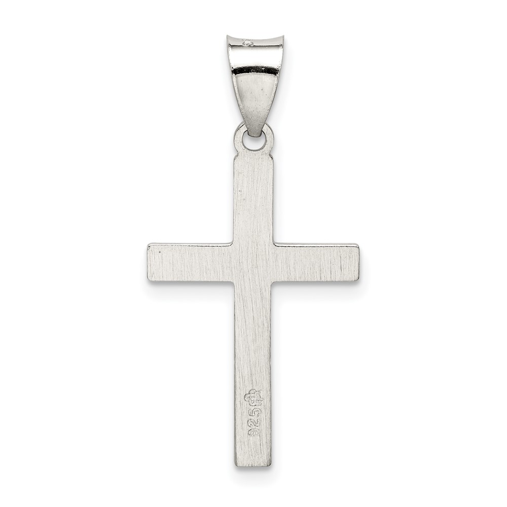 Sterling Silver Textured, Brushed and Polished Latin Cross Pendant (QC8175)