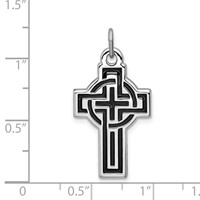 Sterling Silver Platinum-plated & Black Platinum Design Cross Pendant view 4