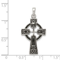 Sterling Silver Polished and Antiqued Celtic Cross Pendant view 3