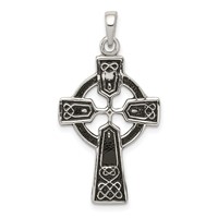 Sterling Silver Polished and Antiqued Celtic Cross Pendant view 1