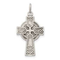 Sterling Silver Antiqued Small Celtic Cross Pendant view 1